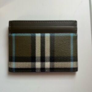 Burberry check-pattern card holder - B6645 - OLIVE GREEN